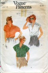 7321 1979 VOG  COLLAR SLEEVELESS BUTTON BLOUSES PATTERN 8